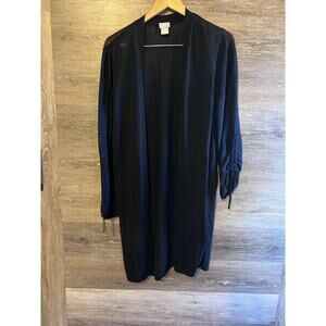 Chico's Black Cotton Duster Cardigan Size 2 Large Women